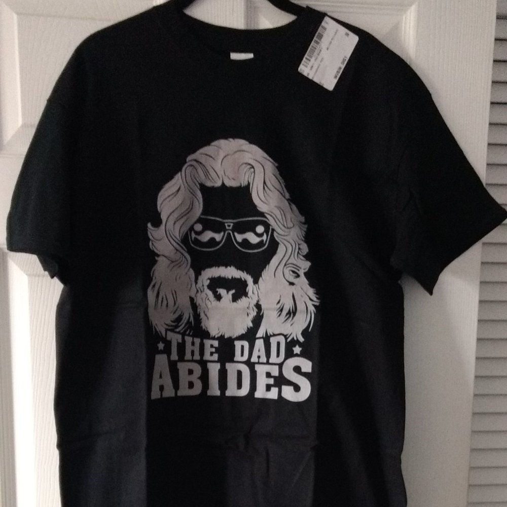 Perfect for Father's Day! "The Dad Abides" black Tshirt size L